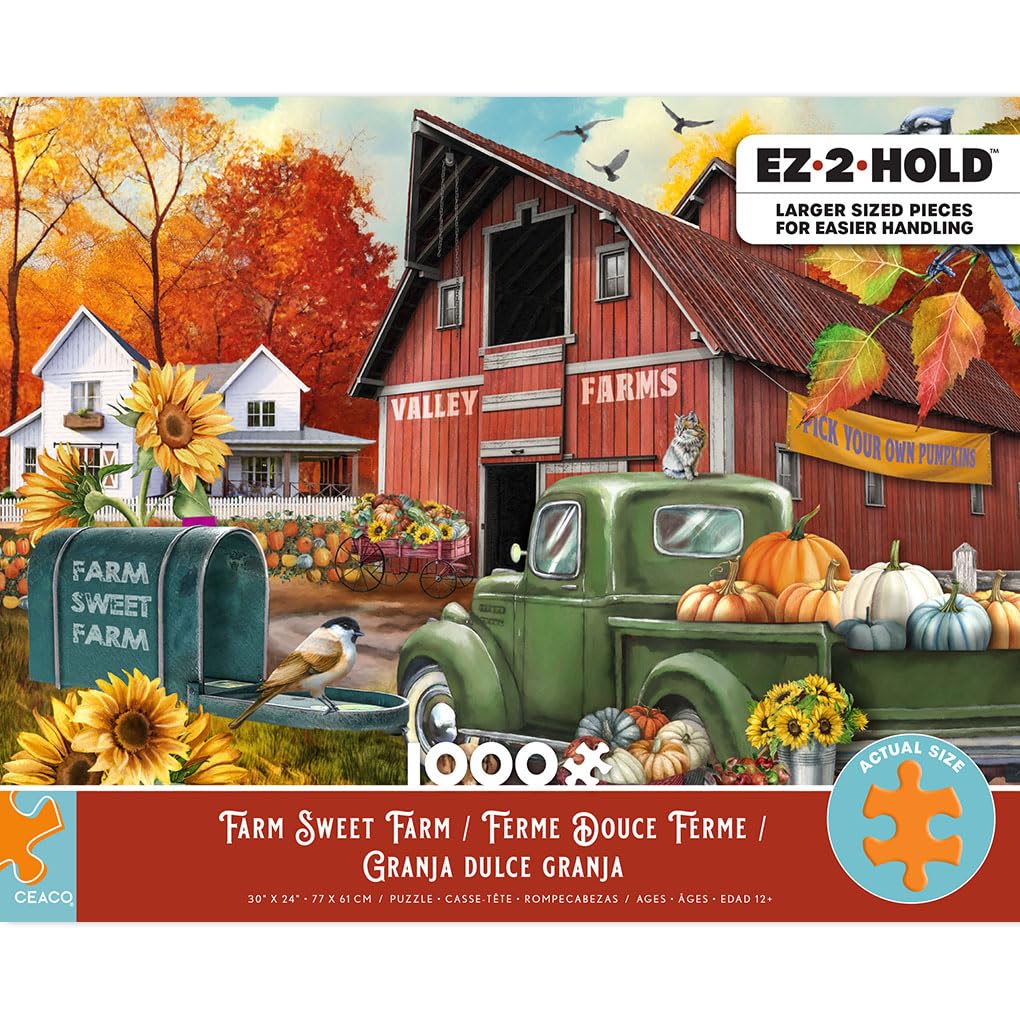 Ceaco - Farm Sweet Farm - 1000 Oversized Piece Jigsaw Puzzle Ceaco
