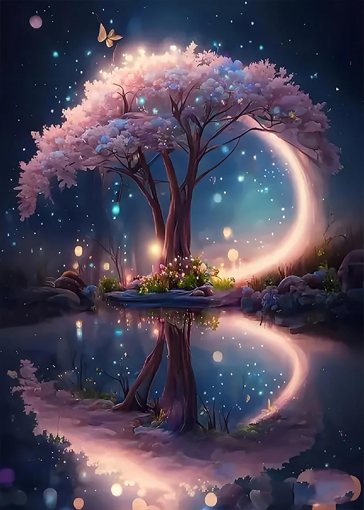 KINPLUB 5D Diamond Painting Kits for Adults, Tree Diamond Art Kits for Beginners, DIY Full Round Drill Paint with Diamond Pictures Gem Art, Home Wall Decor 12 x 16 Inch KINPLUB