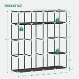 Hzuaneri 67 Inch Closet Wardrobe, Clothes Storage Organizer for Hanging Clothes with Cover, 4 Hanging rods, 9 Storage Shelves, Portable Closet for Bedroom 67 x 16.5 x 66 Inches, Starry Sky Black Hzuaneri