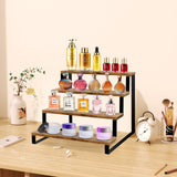 ELITEROO Wood Display Riser Stand, Wooden 4-Tier Retail Display Rack, Tiered Widened Display Stands Organizer, Open Display Shelf Table Top Counter Shelves for Cupcake Liquor Bottle Spice Perfume ELITEROO