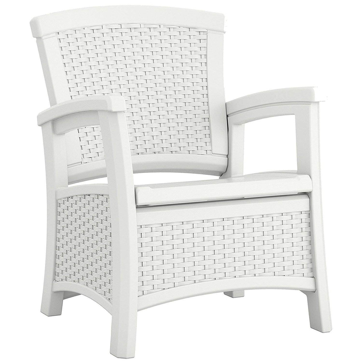 Suncast Elements Club Chair with Storage - Lightweight, Resin, All-Weather Chair - Built-in Storage for up to 11 lbs. - White Suncast
