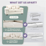 COLAMY Loveseat Sofa,73" Love Seat Couches Living Room Sofa with 3 Pillows, Upholstered Modern Chenille Seat Cushions,Beige COLAMY