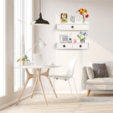 Yesland 2 Packs Floating Nightstand with Drawer - Rustic Wood Floating Wall Mounted Drawers Floating Shelf with Drawer for Living Room, Bedroom, Kitchen, Wall Decor, Storage, Display - White Yesland