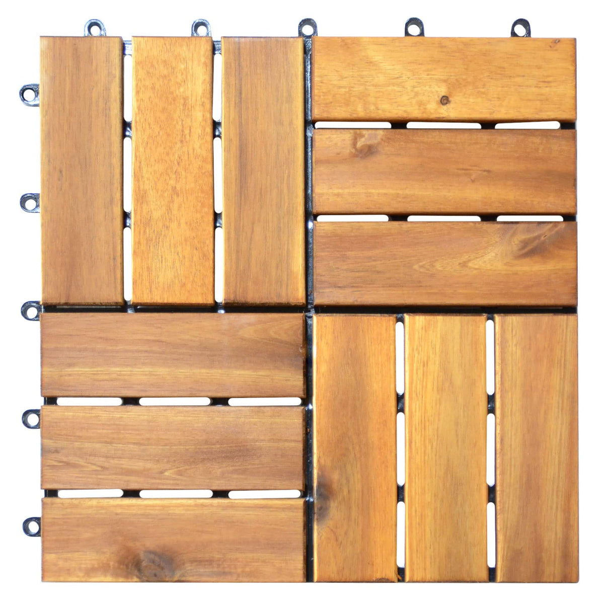 Giantex 10 PCS Interlocking Patio Deck Tiles, 12 x 12in Acacia Hardwood Outdoor Flooring Tiles, 10 sq.ft Wood Composite Deck Flooring Pavers for Outdoor Indoor, Tools Free Assembly, Checker Pattern Giantex