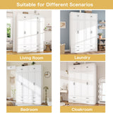 Armoire Wardrobe Closet with Doors: 89" Extra Tall White Wardrobe with Storage on Top, Bedroom Armoires with 4 Doors and 4 Drawers, Large Wood Closet Armoire for Hanging Clothes (B, 63") LABROSKIA