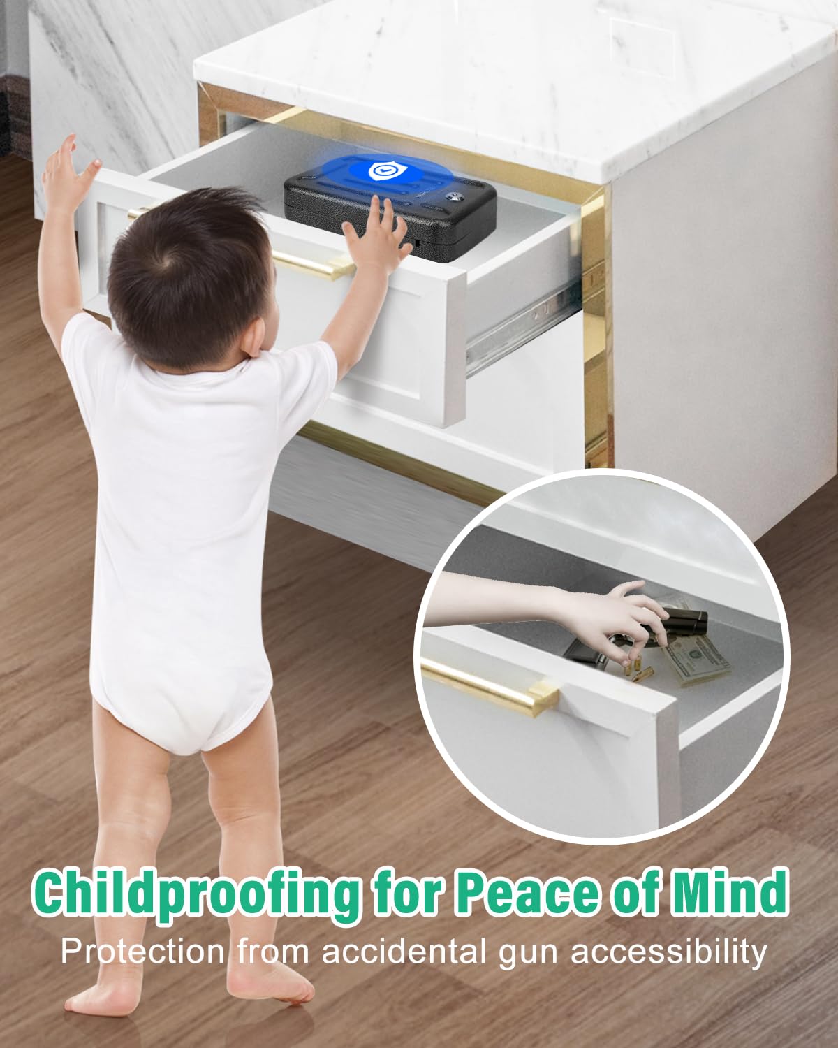 BAGKOOL Portable Security Lock Box - Gun Safety, Money, and Document Safe - Personal Safe Box with Patented 39IN Security Cable and 4 Keys - Ideal for Valuables and Firearms - Size 9.4 * 6.5 * 1.96 IN BAGKOOL