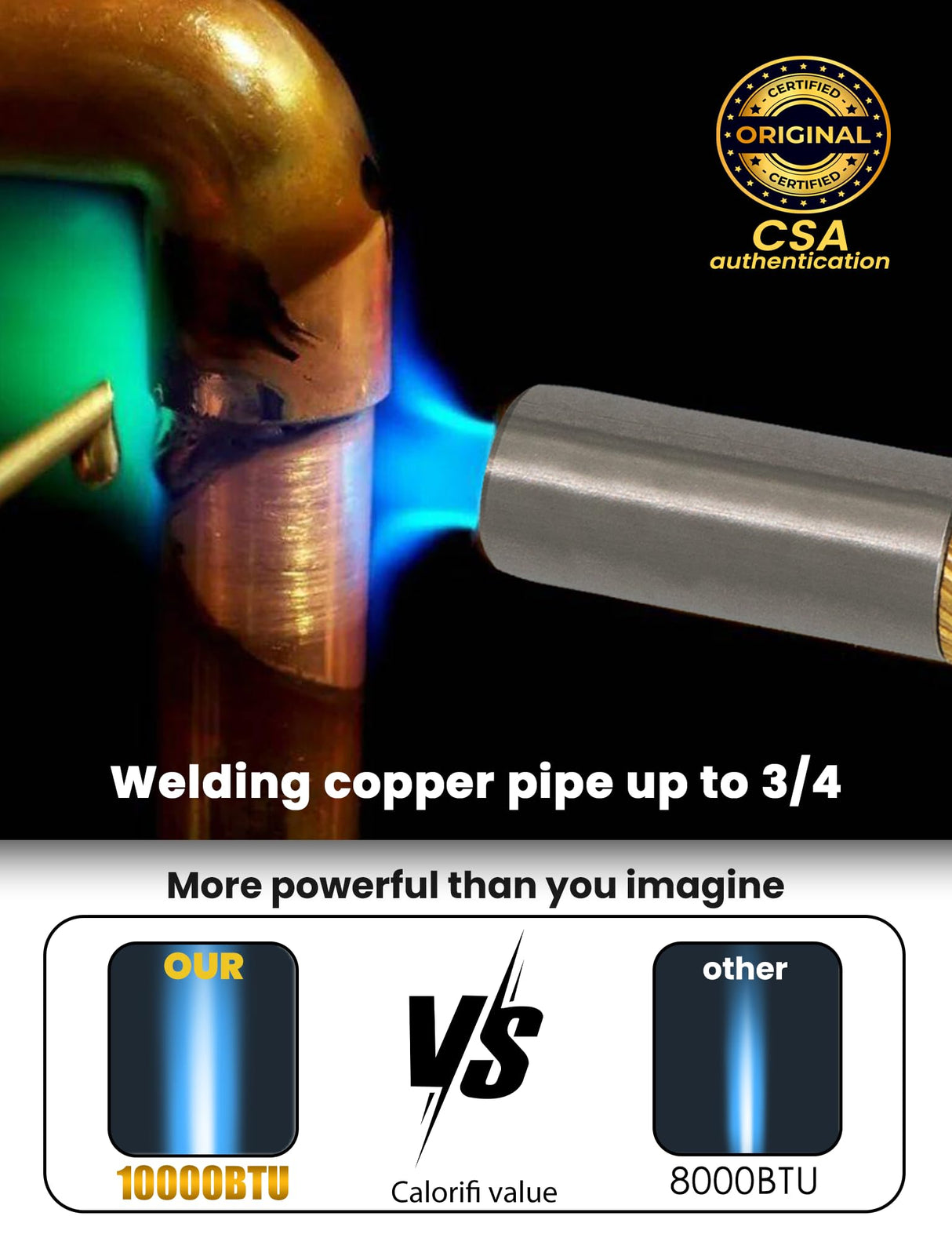 High Intensity Propane Torch Head Adjustable, GJ-8000 Trigger Start Map Gas Torch Kit Mapp Gas Torch with Self Ignition,Pencil Flame Welding Torch Fuel by MAPP, MAP/PRO（CSA Certified) (GJ-8000Pro) RTTOOA