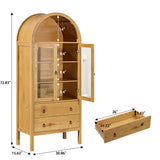 MECHYIN Arched Cabinet, 71" Tall Modern Storage Cabinet, Arched Kitchen Pantry Cabinet, Arched Bookshelf with Doors and Drawer, Wooden Storage Cabinet for Living Room, Kitchen, Dining Room (Natrual) MECHYIN