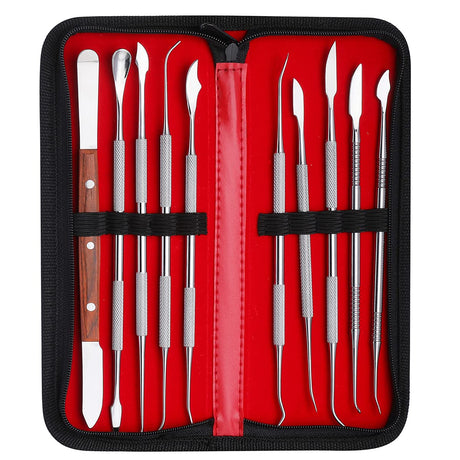 Wax Carving Tools - 10PCS Stainless Steel Wax Carvers Set Sculpture Chisel Tools Double-Ended Pottery and Polymer Clay Tools and Carrying Case LVCHEN