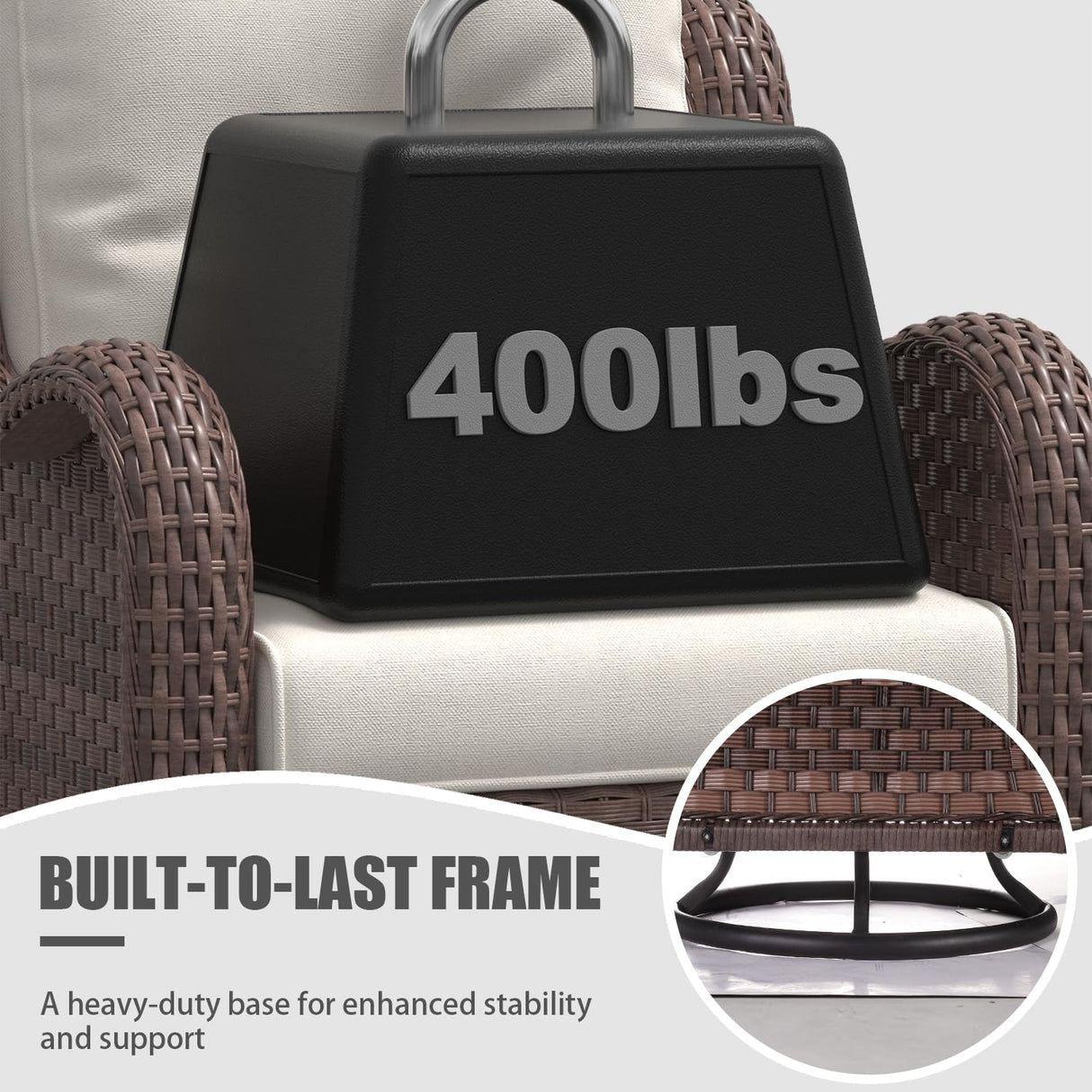 LayinSun 7 Pieces Outdoor Patio Furniture Set with Fire Pit Table, Rattan Wicker Sectional Swivel Rocker Chairs Sets with Ottomans, Swivel Glider Chairs and Coffee Table LayinSun