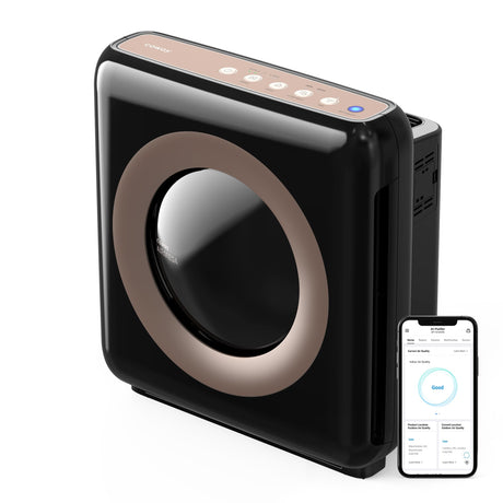 Coway Airmega AP-1512HHS App-Enabled Smart Technology, Compatible with Amazon Alexa True HEPA Air Purifier, Black/Bronze Coway