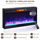 JXQTLINGMU Fireplace TV Stand for 80 Inch TV, Farmhouse Highboy Entertainment Center w/LED Lights & 36" Electric Fireplace, Large Media Console w/Glass Door Cabinet & Storage Drawer, Brown JXQTLINGMU