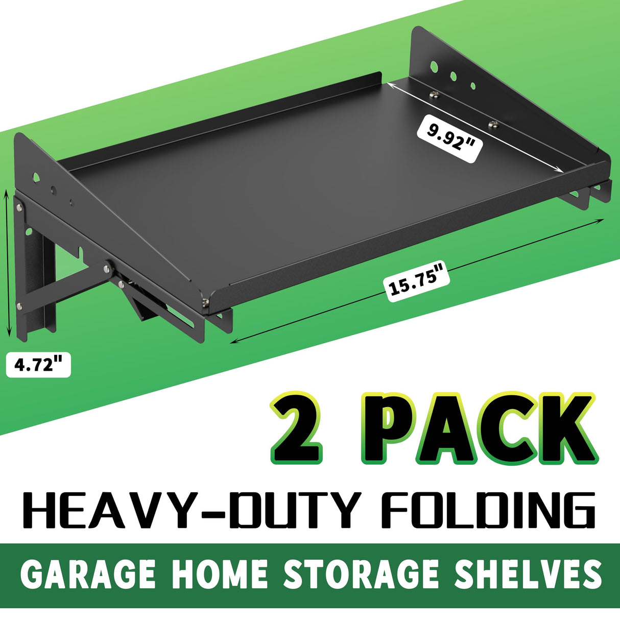 ULIBERMAGNET Garage Folding Storage Rack Shelves,100LB Metal Wall Mounted Adjustable Rail Shelf for Garage,Power Tools,Toolbox,Storage Shelves with Lip for Workshop Kitchen Office (2 Pack) ULIBERMAGNET