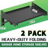 ULIBERMAGNET Garage Folding Storage Rack Shelves,100LB Metal Wall Mounted Adjustable Rail Shelf for Garage,Power Tools,Toolbox,Storage Shelves with Lip for Workshop Kitchen Office (2 Pack) ULIBERMAGNET