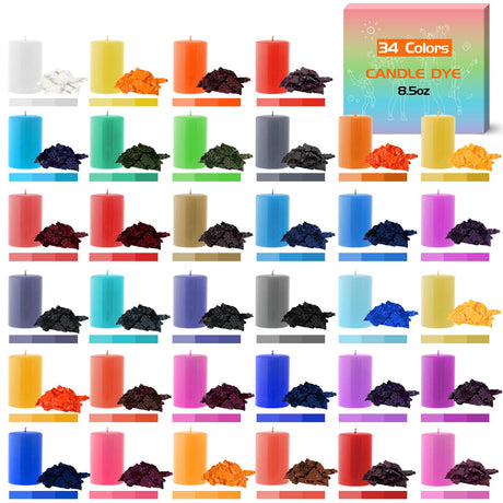 YRYM HT Candle Color Dye for Soy Wax, Safe and Natural- 34 Popular Colors for Candle Making - 8.5oz YRYM HT