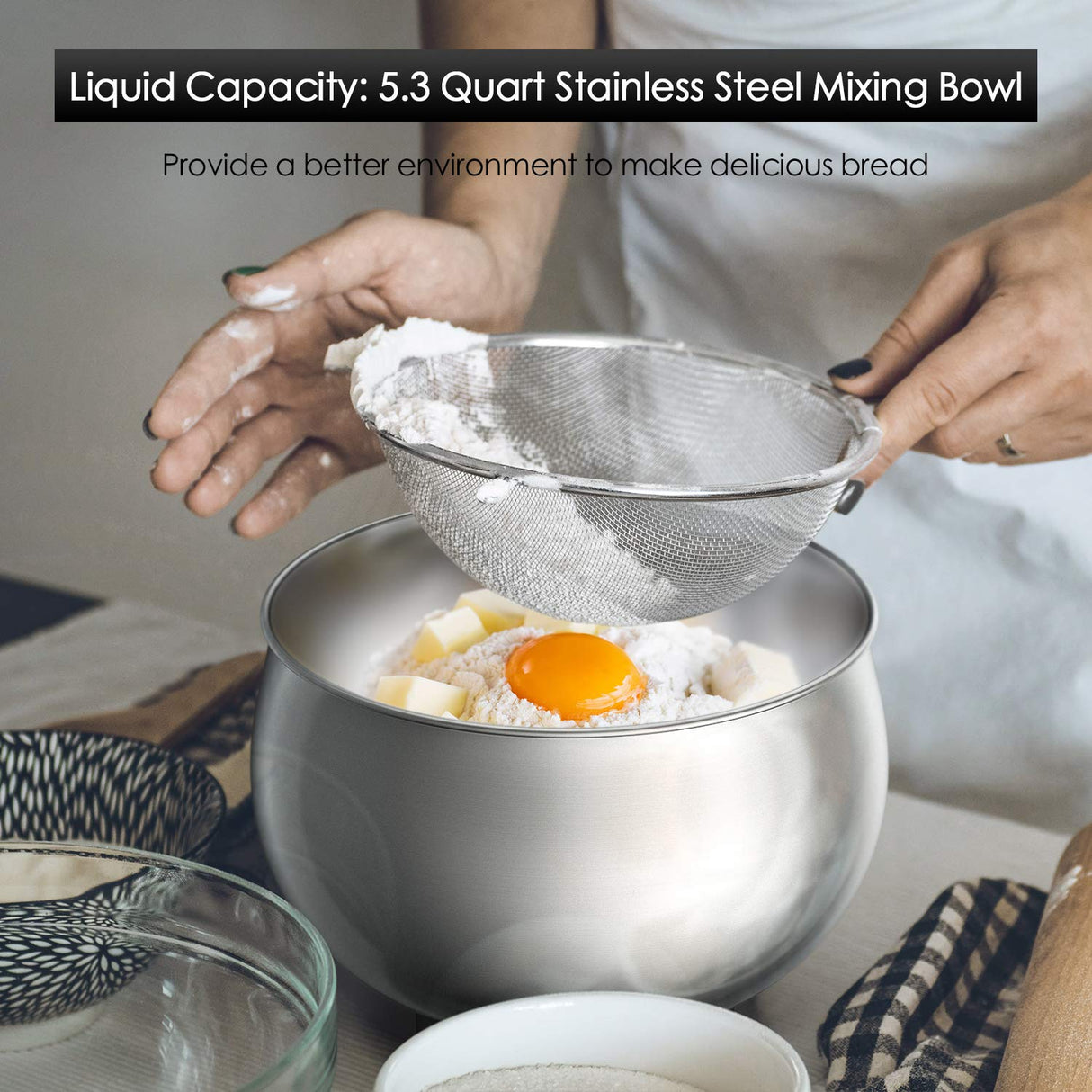 Stand Mixer, Stainless Steel Mixer 5.3-QT LCD Display Food Mixer, 6+P Speed itchen Electric Mixer Tilt-Head Mixer with Stainless Steel Bowl, Dough Hook, Beater, Whisk LILPARTNER