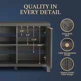 OAKHAM HOME Fluted TV Stands for Living Room, Heavy Duty Entertainment Center with Storage, Mid Century Modern Television Stands for 50/55/60/65 TV, Oxford Media TV Console (Medium,Midnight Oak) OAKHAM HOME