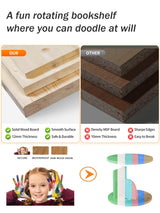 Rotating Bookshelf, 360 Display 2 Tier Floor Standing Bookcase Storage Rack for Kids&Adult, Wood Narrow Book Shelf Organizer for Bedroom, Living Room, Study Room Bear Qiaqia