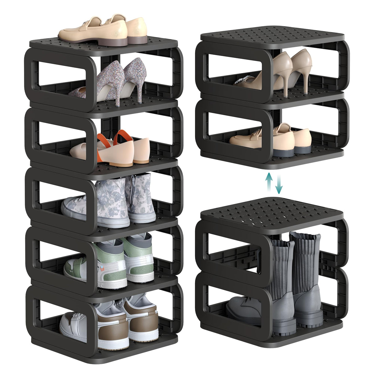 SONGMICS Shoe Rack, Shoe Organizer, 6 Shelves, Shoe Storage, Narrow Shoe Shelf, Open Shelf for Entryway, Living Room, Bathroom, Space-Saving, Ink Black ULPC037B01 SONGMICS