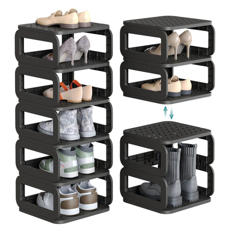 SONGMICS Shoe Rack, Shoe Organizer, 6 Shelves, Shoe Storage, Narrow Shoe Shelf, Open Shelf for Entryway, Living Room, Bathroom, Space-Saving, Ink Black ULPC037B01 SONGMICS