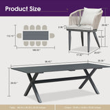 PURPLE LEAF 11 Pieces Patio Dining Set Wicker Outdoor Furniture Rectangular Table and Chairs Set for Garden Deck Aluminum Frame Backyard Kitchen Set, Cushions and Pillows Included Taupe PURPLE LEAF