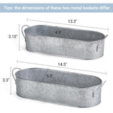 Mkono Metal Storage Basket for Toilet Tank Top Bathroom Decor, Galvanized Tray with Handle for Shelves, Farmhouse Toilet Paper Holder Organizing Bin Box for Countertop Living Room, Set of 2, Silver Mkono