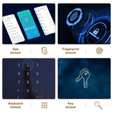 Billconch Smart Gun Safe for Multiple Pistols - Biometric Automatic Lock Safe Box with LCD Display/Voice Guide/Foldable Gun Racks, Quick Access Unlock with Fingerprint/Keypad/Key/App BILLCONCH