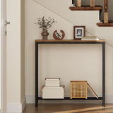 YATINEY Narrow Console Table, 2-Tier Small Sofa Table, 29.5" Thin Entryway Table, Behind Couch Table with Shelves, Industrial Hallway Table, for Living Room, Foyer, Rustic Brown and Black CT03BR YATINEY