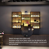 SEIFE Suspended metal display shelf ，living room liquor cabinet for wall，metal bar shelves with led light，liquor wall shelf with wine glass rack，Living room, bar, kitchen, restaurant(150cm/59in) SEIFE