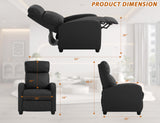 Leather Recliner Chair,Movie Theater Chairs,Single Sofa Chair Pu Leather With Footrest,Wall Hugger Recliners Chairs For Adults,Lounge Chair Indoor Recliner Chair Armchair For Living Room,Bedroom-BLACK Ckofgdsue