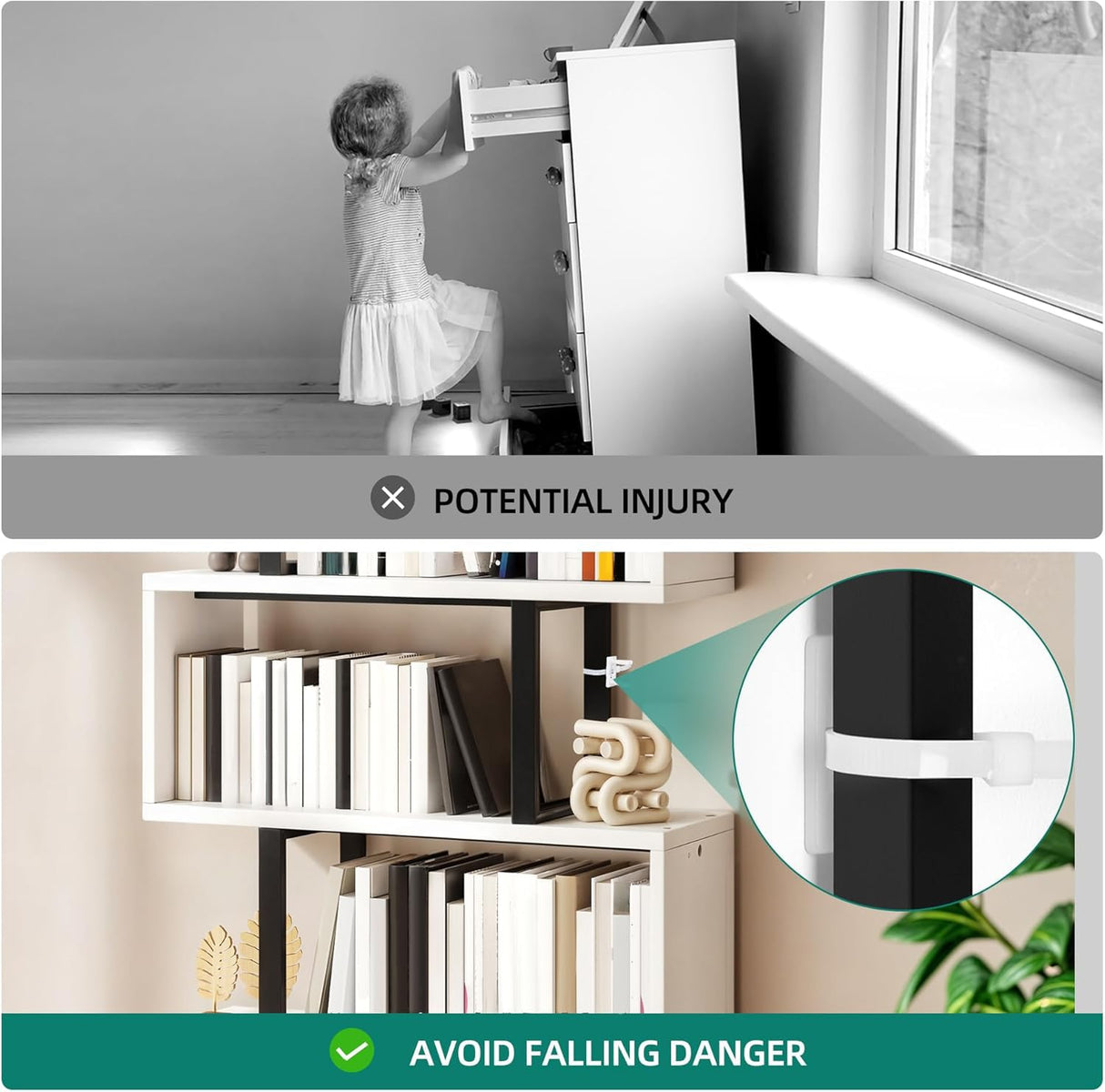 YITAHOME Tall Bookshelf Modern Book Shelf 6 Tier Bookcase, Open Display Storage Rack Shelves for Living Room/Bedroom/Home/Office/Kitchen, White YITAHOME