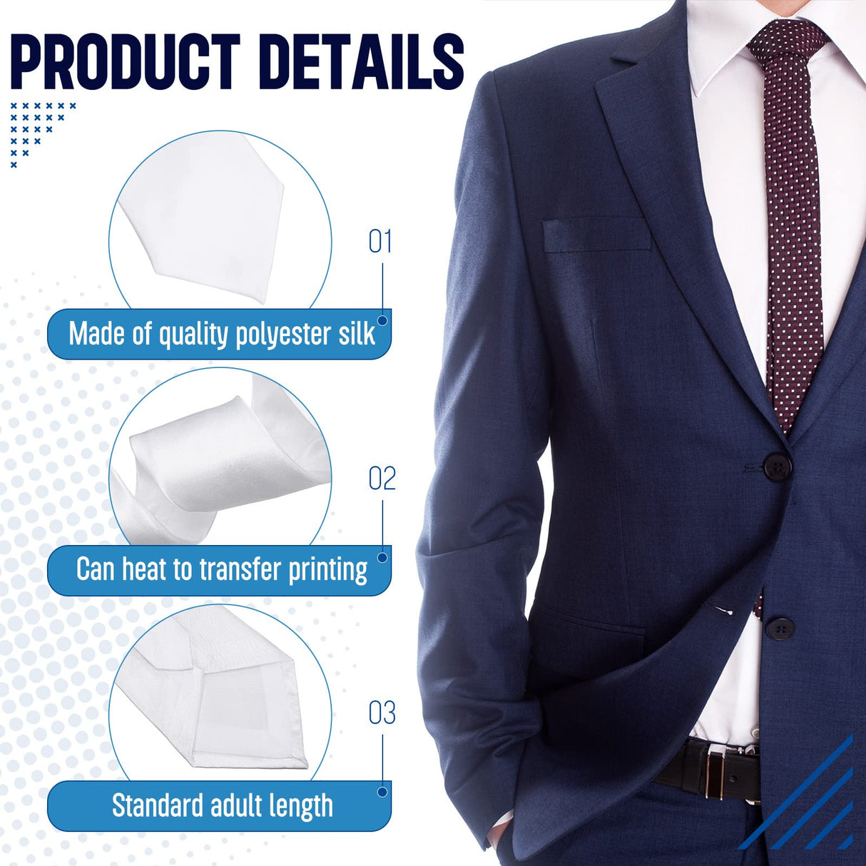 Tarpop 12 Pcs Sublimation Ties Blank Polyester for Men White Sublimation Necktie Solid Satin Tie Polyester Necktie Heat Transfer Mens Neckwear Tie for Wedding Party Business Formal Occasion, 57 Inch Tarpop