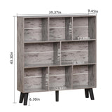 LEYAOYAO 8 Cube Bookshelf,3 Tier Bookcase with Legs,Modern Grey Mid-Century Bookshelves,Large Farmhouse Open Storage Organizer Shelf, Retro Wooden Display Book Case for Bedroom,Living Room,Office LEYAOYAO