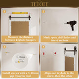 TETOTE Farmhouse Barn Door White Wood Mirror for Bathroom Wall 40” x 26” Waterproof Natural Solid Wooden Framed Rectangle Vanity Mirror Wall Mounted, Fully Assembled TETOTE