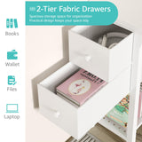 Lufeiya White Small Desk with Fabric Drawers, 47 Inch Computer Desk for Small Space Home Office, Modern Simple Study Writing Table PC Desks, White Lufeiya