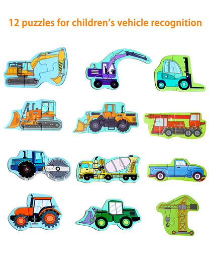 Magnetic Puzzles for Toddlers 3-5, Travel Puzzles for Kids Ages 1-3, Engineering Vehicle Wooden Jigsaw Puzzles Book for Kids 2-4 Learning Gift for Road Trip (Excavator)