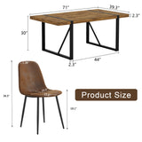 Ganooly Rustic 9 Piece Dining Room Table Set for 8 People, Mid Century Modern 71 Inch Rectangle Wood Kitchen Dining Table with 8 Fabric Chairs Set, Suitable for Kitchen Dining Room Apartment Ganooly