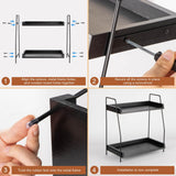 ANBOXIT 2-Tier Coffee Station Organizer, Wooden Kitchen Counter Shelf - Black ANBOXIT