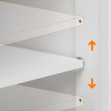 Hlcodca 46.5'' Farmhouse Kitchen Island with Charging Station, Drop Leaf & Bead Drape - Mobile Rolling Cart, Ample Storage, Rustic Wood Grain Countertop for Compact Spaces (White+Brown) Hlcodca