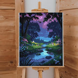 Lovepefe Forest Rivulet Paint by Numbers Kit for Adults, Paint by Number Kits for Beginner Acrylic On Canvas Forest Night Oil Painting Kit Adults Kits for Gift Home Wall Decor 16x20 Inch Lovepefe