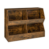 Kids Multifunctional Wooden Bookshelf & Toy Storage Cabinet in Rustic Brown DINZI LVJ