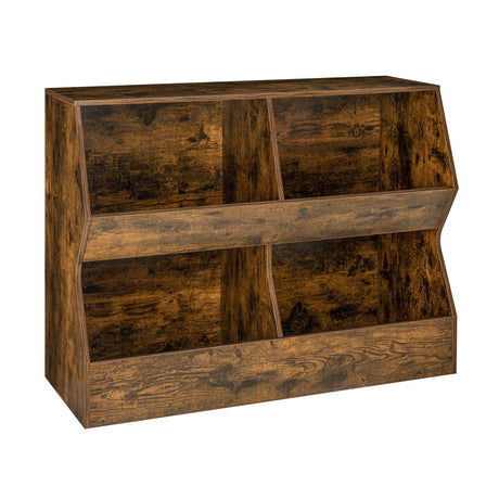 Kids Multifunctional Wooden Bookshelf & Toy Storage Cabinet in Rustic Brown DINZI LVJ