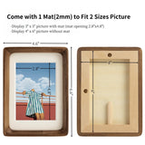FLECHAZO 4x6 Picture Frame Wood with 3x5 Mat, Natural Solid Walnut Wooden 4 by 6 Photo Frames for Tabletop or Wall Mounting Display FLECHAZO