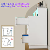 UNIQUITE White 9 Drawer Dressers for Bedroom, Modern Large Dresser with LED Light and Power Outlet, Wooden Long Dresser for Bedroom, Entryway, Living Room UNIQUITE