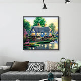 Landscape Diamond Art Kits for Adults: Country Diamond Painting Cottage DIY 5d Diamond Painting Kit Full Drill Landscape Adults' Paint-by-Number Kits Diamond Art Pictures 12 x 12 Inch Woteilus