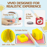 Airlab Wooden Pop-up Toaster Toy Play Kitchen Accessories Play Food Bread, Butter, Poached Egg Cutting Pretend Toys for 3 4 5 Year Old Toddlers Boys Girls Airlab