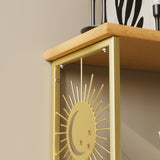 Floating Nightstand by Apresolar - Natural Solid Wood Bedside Table with Celestial Design and 2-Tier Shelf Apresolar