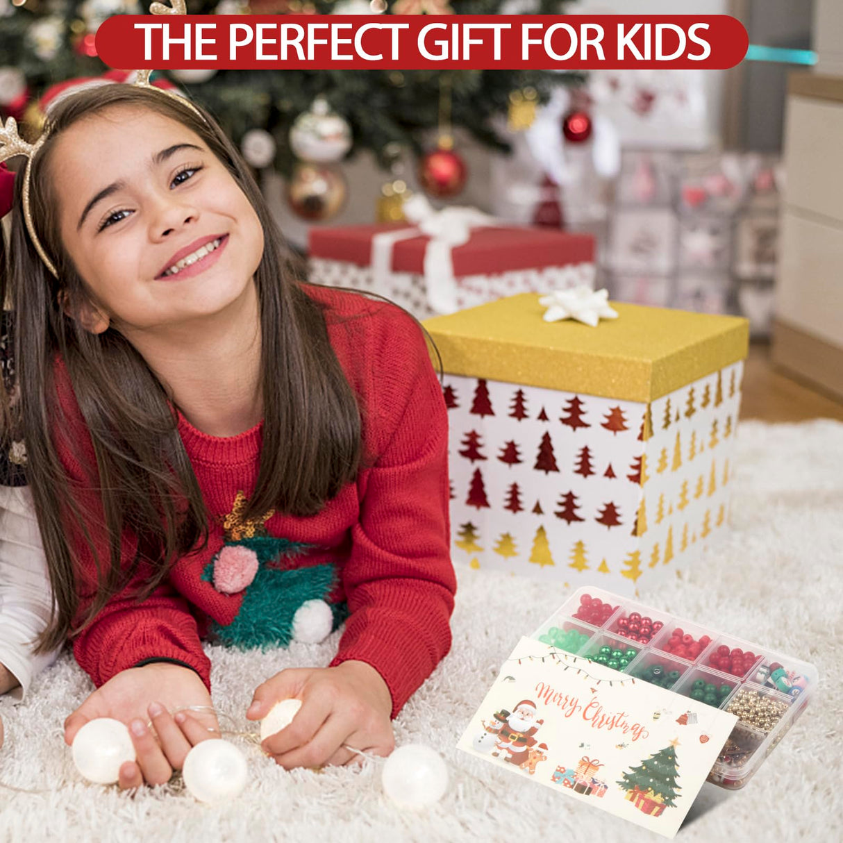 615PCS Christmas Beads for Jewelry Making, Red Green Beads for Bracelets Making Kit, Christmas Clay Beads Charms for Necklace Making Jewelry DIY Crafts Gifts for Girls Kids Adults Meafeng