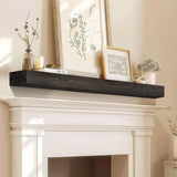 YLYHSST Fireplace Mantel Handmade, 3'' Thick Wall Decor Long Floating Shelf, 60inch Rustic Wood Shelf with Invisible Brackets, Black YLYHSST