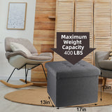 Hamgtrion Ottoman Storage Ottoman Collapsible Ottoman with Storage Foot Rest Small Ottoman Foot Stools Grey L17W13H13inches Hamgtrion